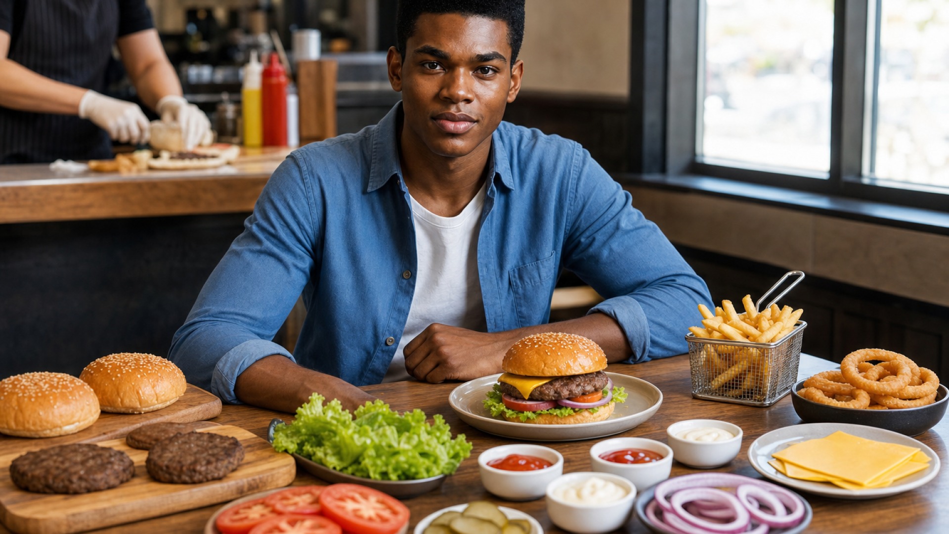 Buns, Cheese, Toppings, Sauces, and Sides